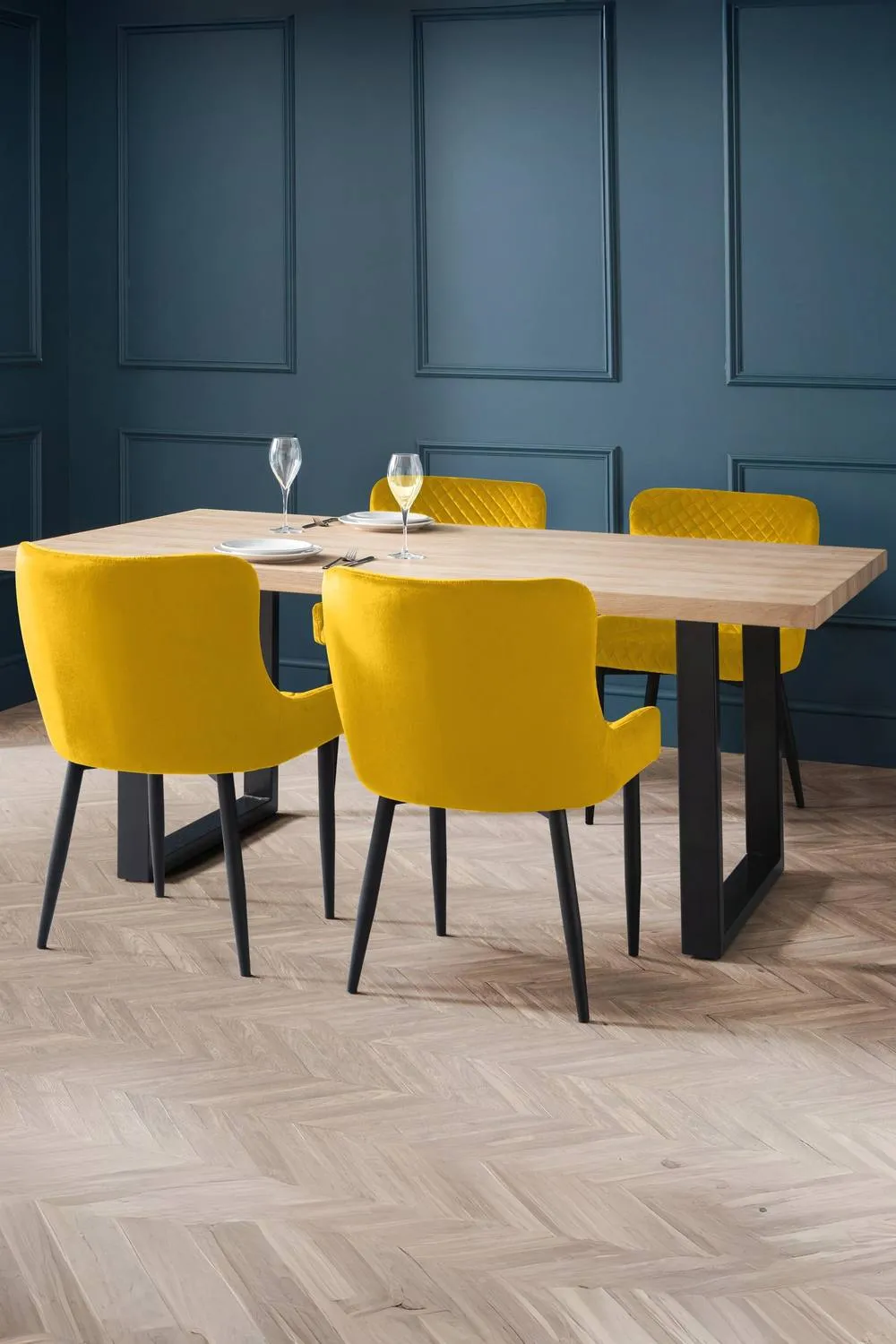 Julian Bowen Luxe Diamond Quilted Upholstered Dining Chair (Set of 2) in Mustard 4