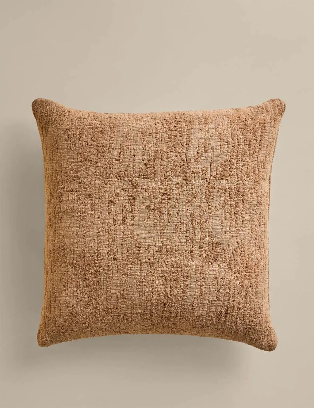 M&S Pure Cotton Chenille Jacquard Cushion Biscuit