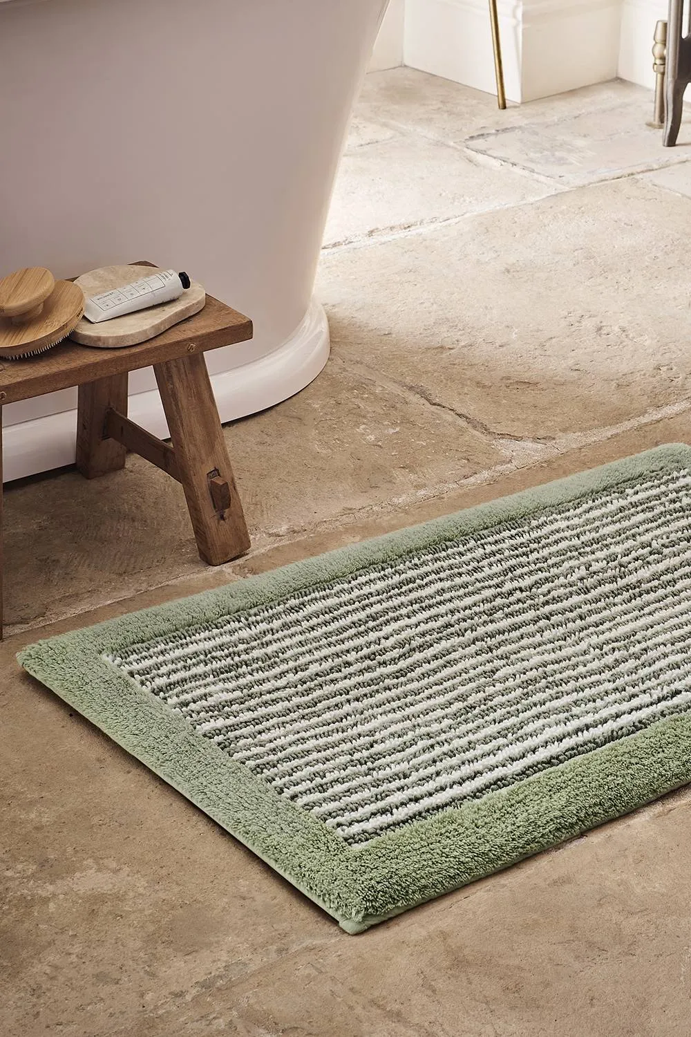 CHRISTY 'Portobello Stripe' Coastal Inspired Bath Rugs in Green 1