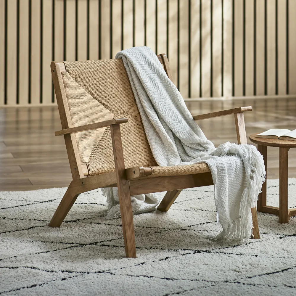 Icaria - Woven Chair - Oak - Wooden - Happy Beds