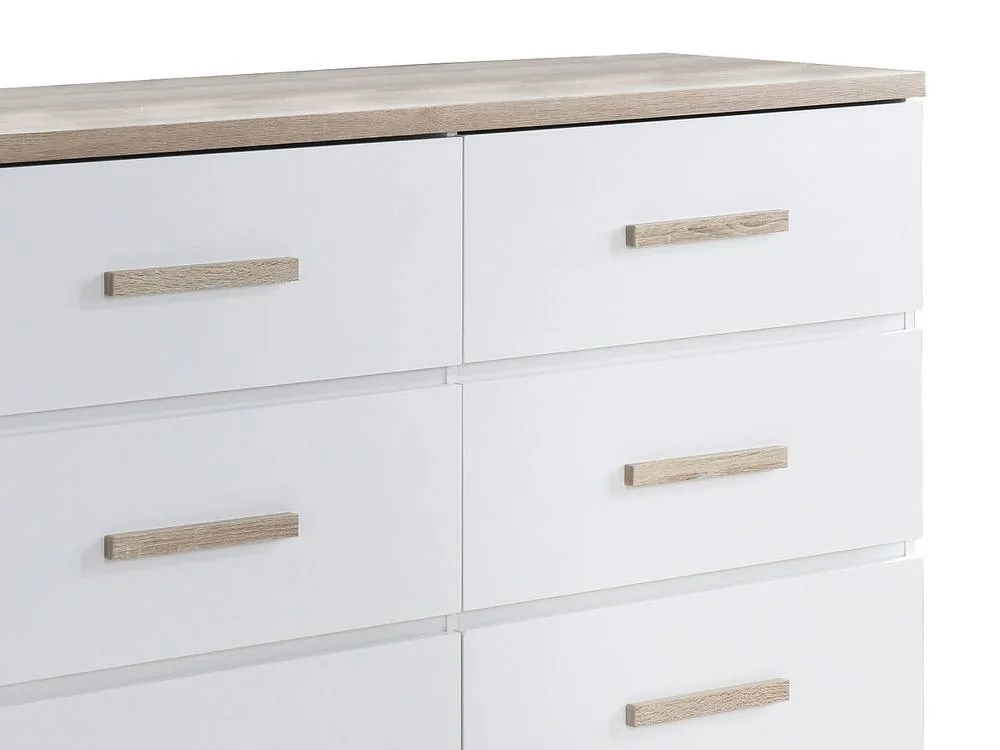 Vente-unique 6-Drawer Chest Of Drawers - White & Natural - SKAIDO in Light Oak 6