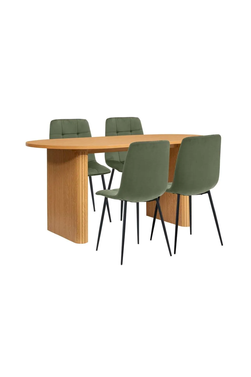 Birlea Axel Oval Fluted Dining Table With 4 Chairs in Brown 6