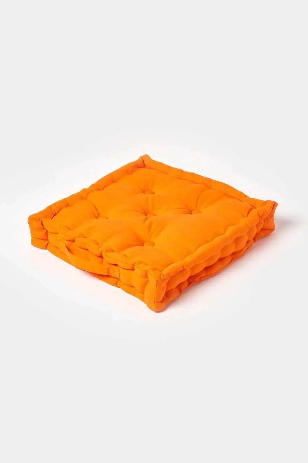 Homescapes Plain Cotton Floor Cushion in Orange 1