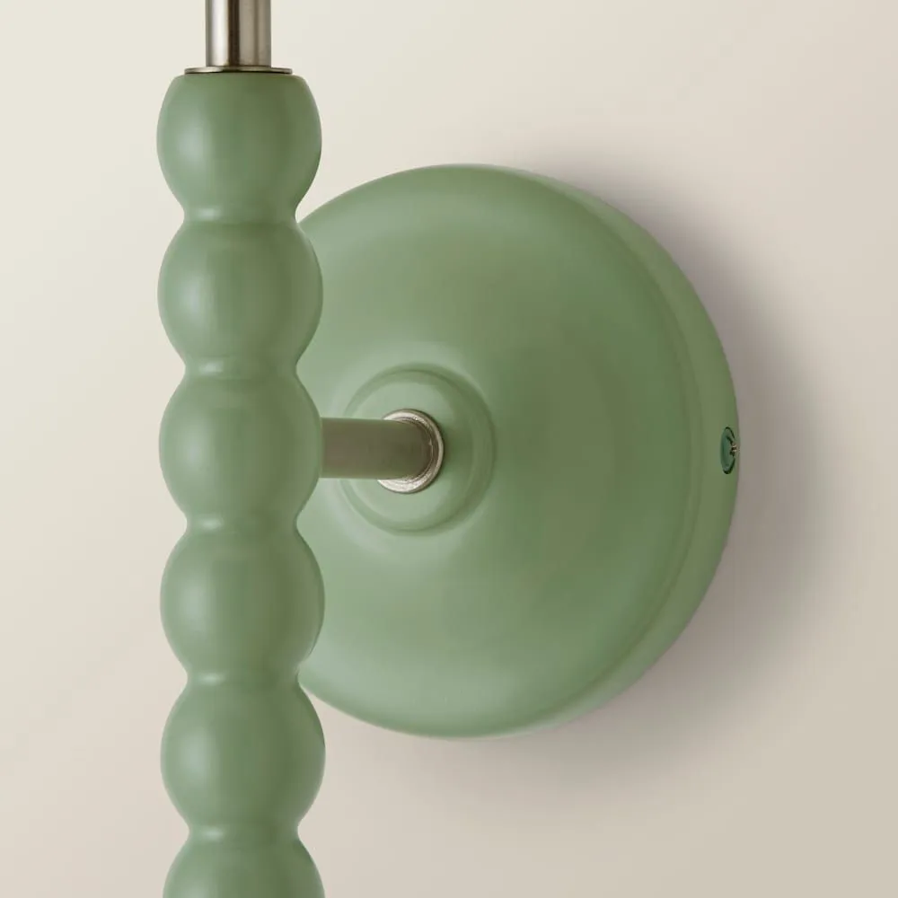 ValueLights Bobbins Pastel Bobble Wall Light & Natural Linen Trim Lamp Shade in Pale Green 5