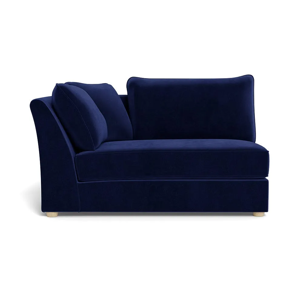 Heal's Tailor Large Curved Left Hand Facing Corner Unit Smart Luxe Velvet Midnight Natural Feet