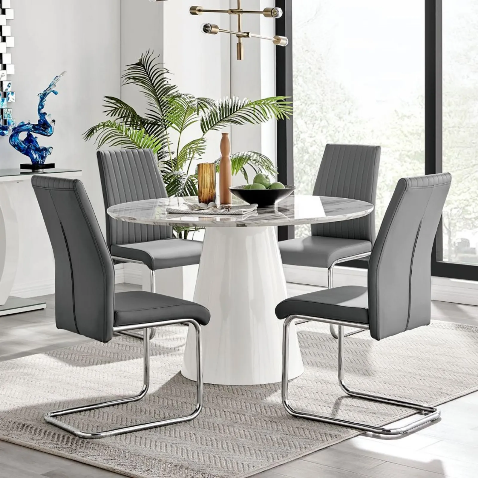 FurnitureboxUK Palma 120cm 6-Seater Round Pedestal Dining Table In Multiple Finishes in Off-White 2