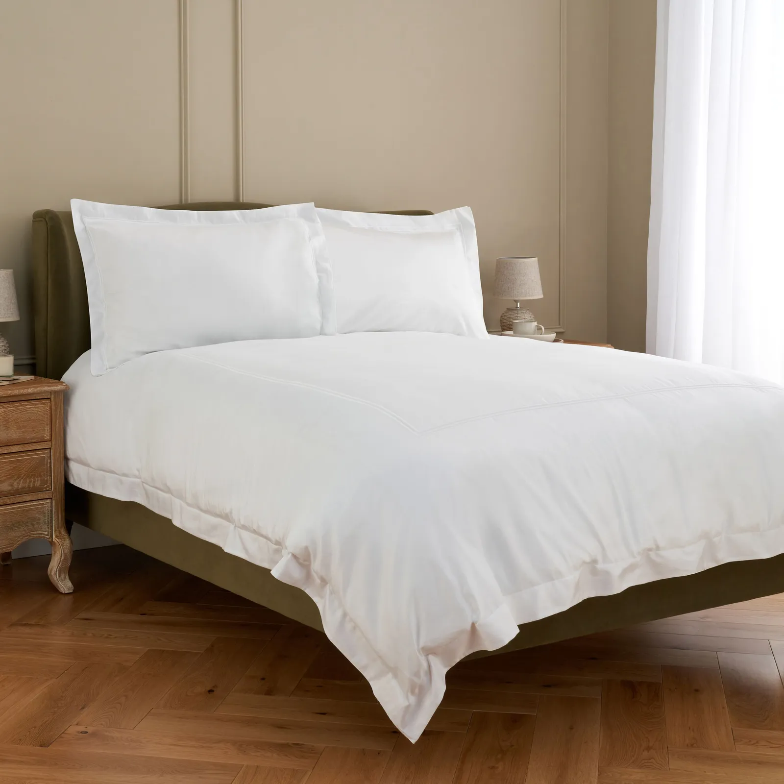 Langham Double Row Cord Duvet Cover, King - White