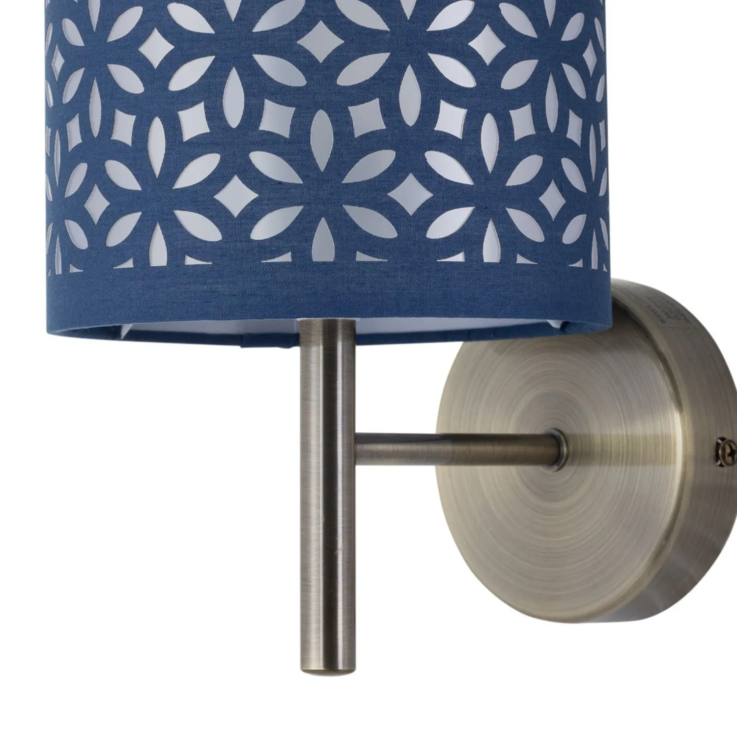 First Choice Lighting Brea - Antique Brass Wall Light with Navy Blue Cut Out Shade in Gold 2