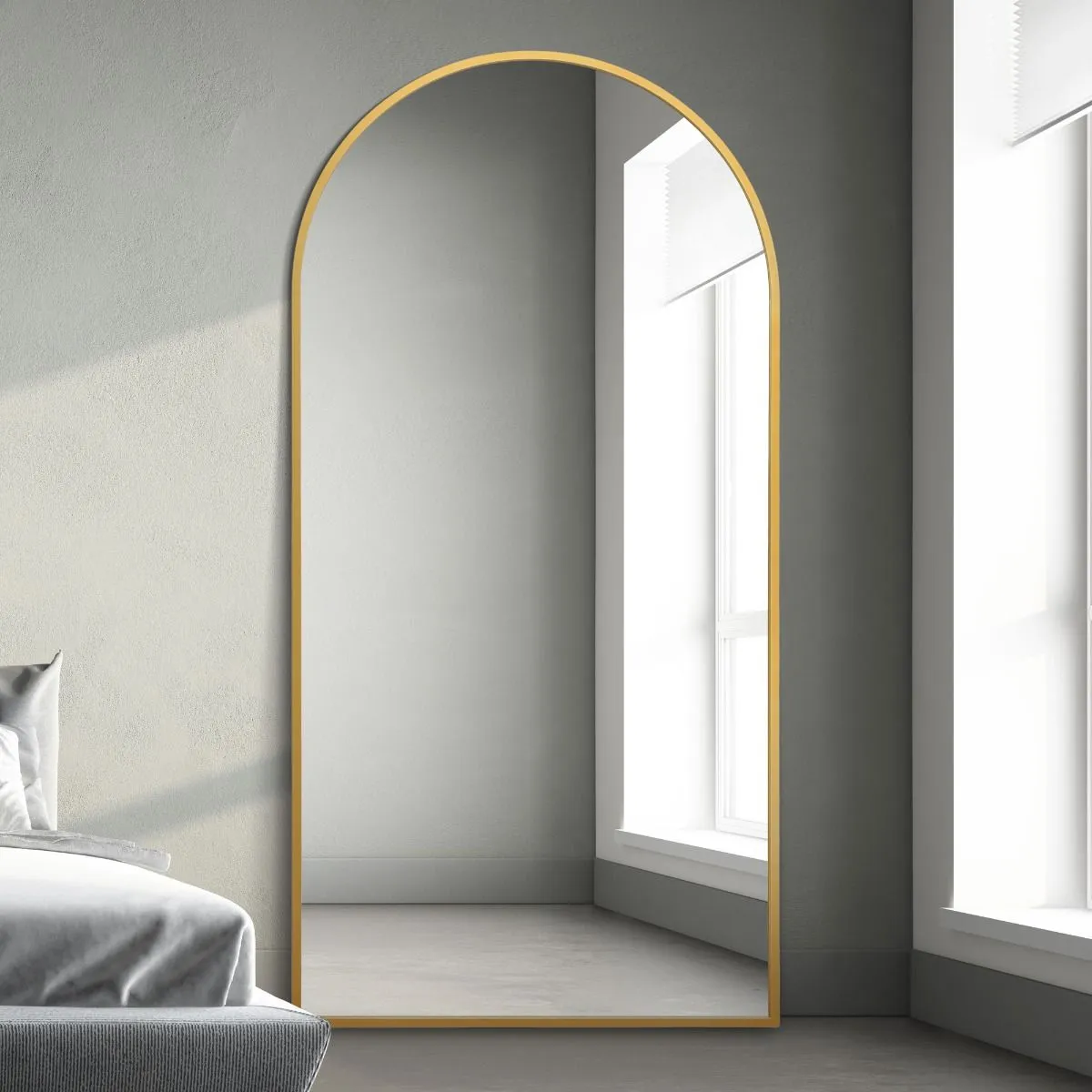 MirrorOutlet Gold Framed Arched Leaner/Wall Mirror 79" X 39" (200CM X 100CM) 6