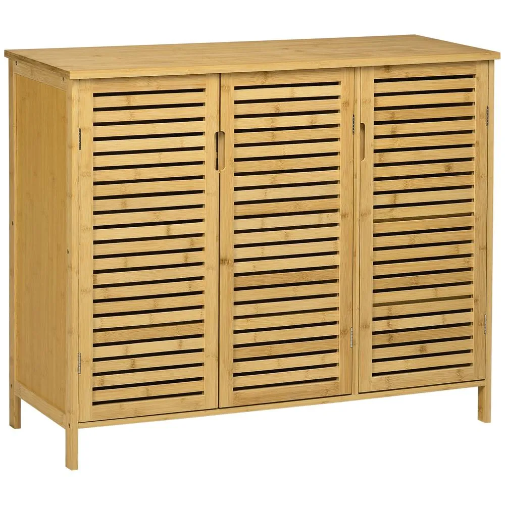 HOMCOM Rustic Shoe Cabinet, Shoe Storage Cabinet for 16 pairs of shoes in Light Brown 2