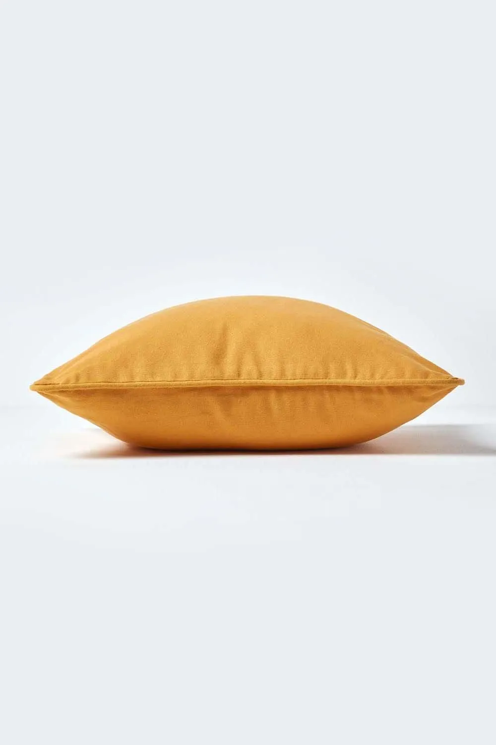 Homescapes Cotton Plain Cushion Cover in Mustard 2
