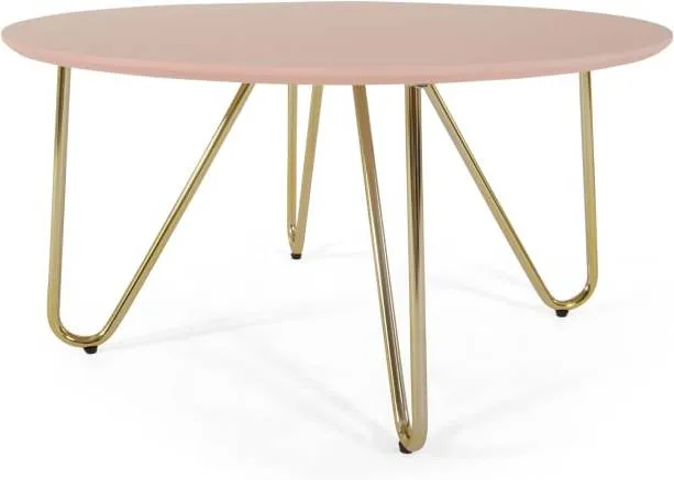Eibar Coffee Table, Pink and Brass
