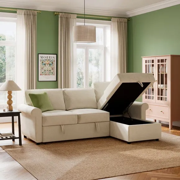 Eleanor Luxe Chenille Corner Trundle Storage Sofa Bed 3