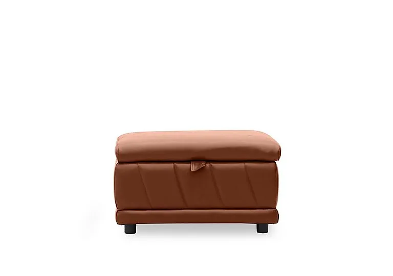 Genius Leather Storage Footstool - Montana Butterscotch