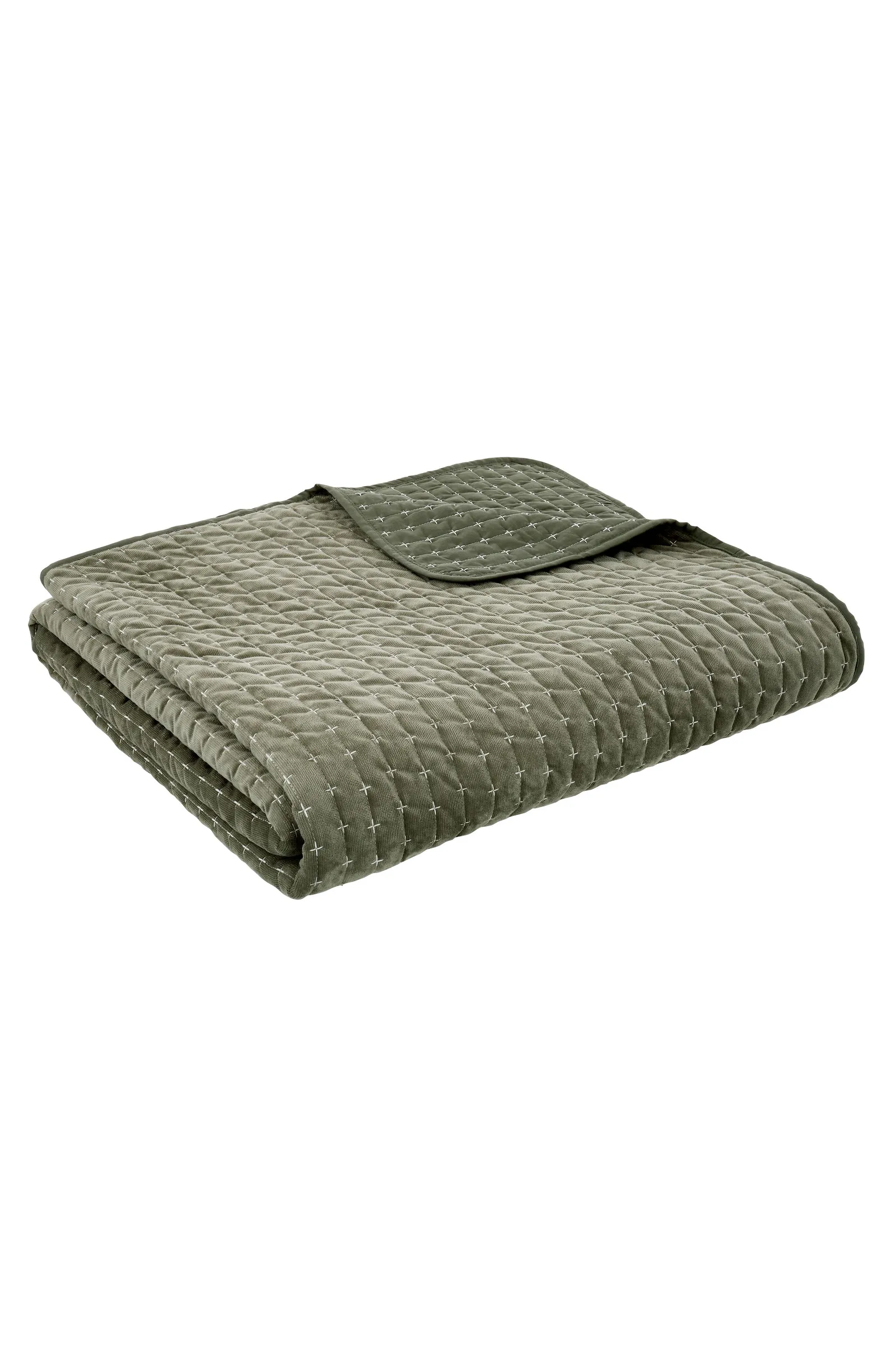 Bianca 'Attica Velvet' Embroidered Bedspread in Green 3