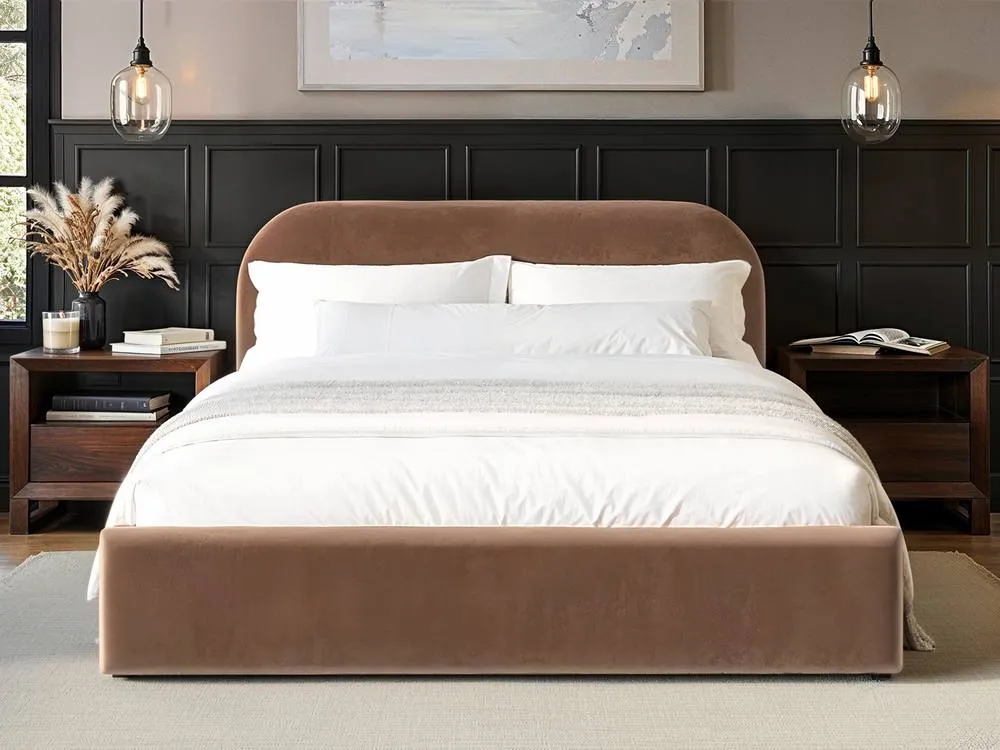 Flair Alba Chocolate Velvet Ottoman Bed in Brown 3