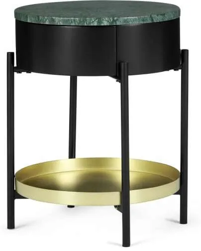 Masa Bedside Table, Marble & Brass