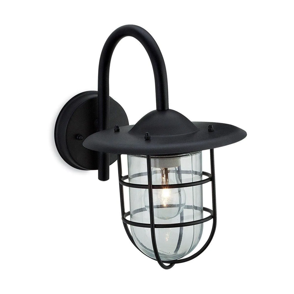 Netlighting Cage 1 Light Wall Light Black IP44 E27