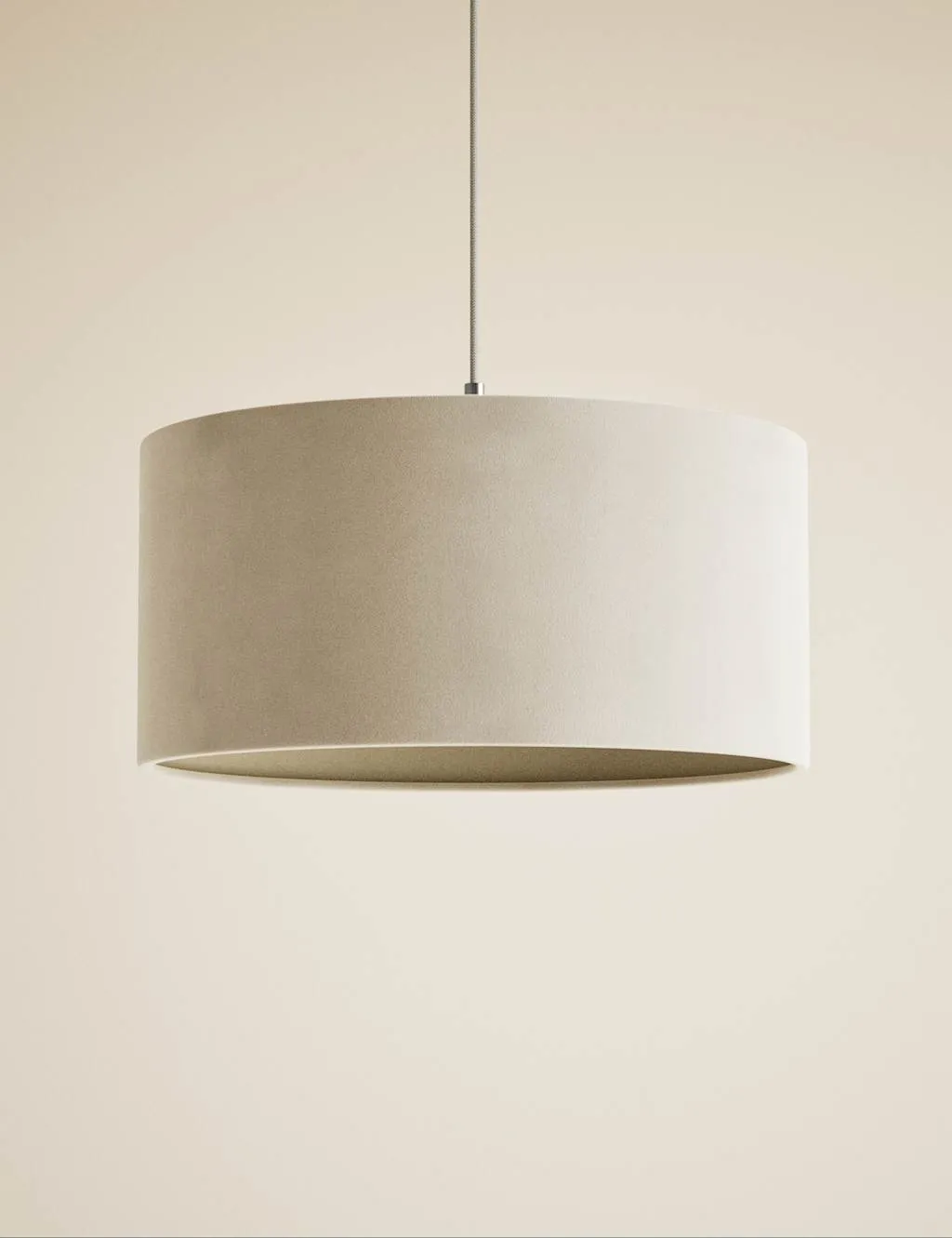 M&S Velvet Oversized Ceiling Lamp Shade Ivory