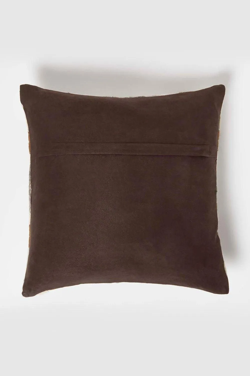 Homescapes Geometric Star Leather Cushion 45 x 45 cm in Brown 3