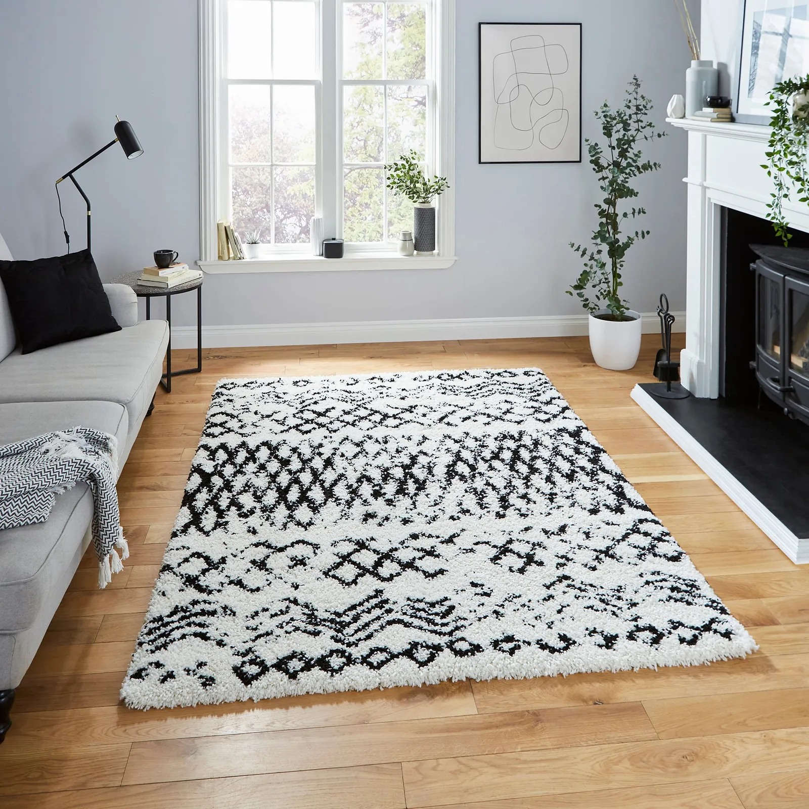 Scandi Berber G271 Rug Black and white