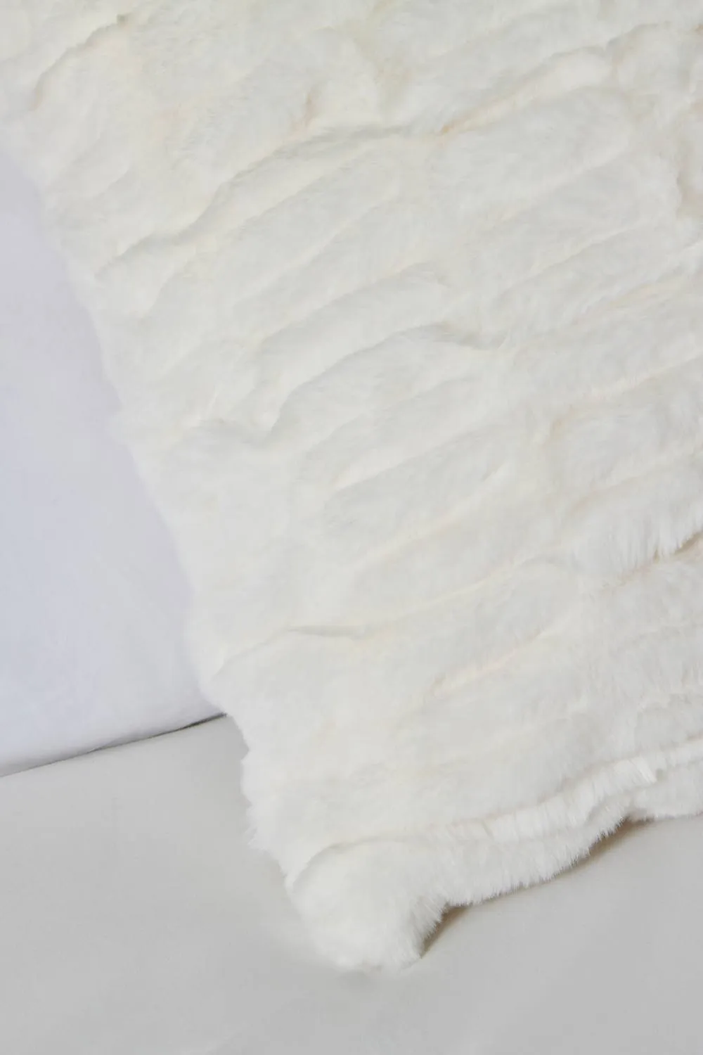 BHS Ruched Faux Fur Cushion in Cream 2