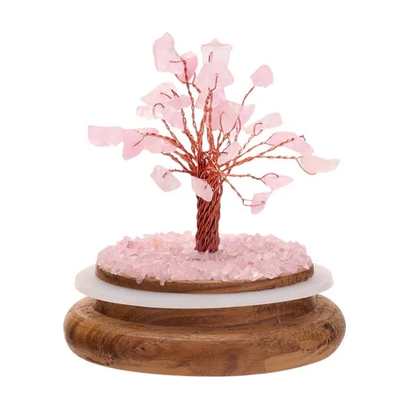 Serenity Rose Quartz Gemstone Glass Dome Tree 2