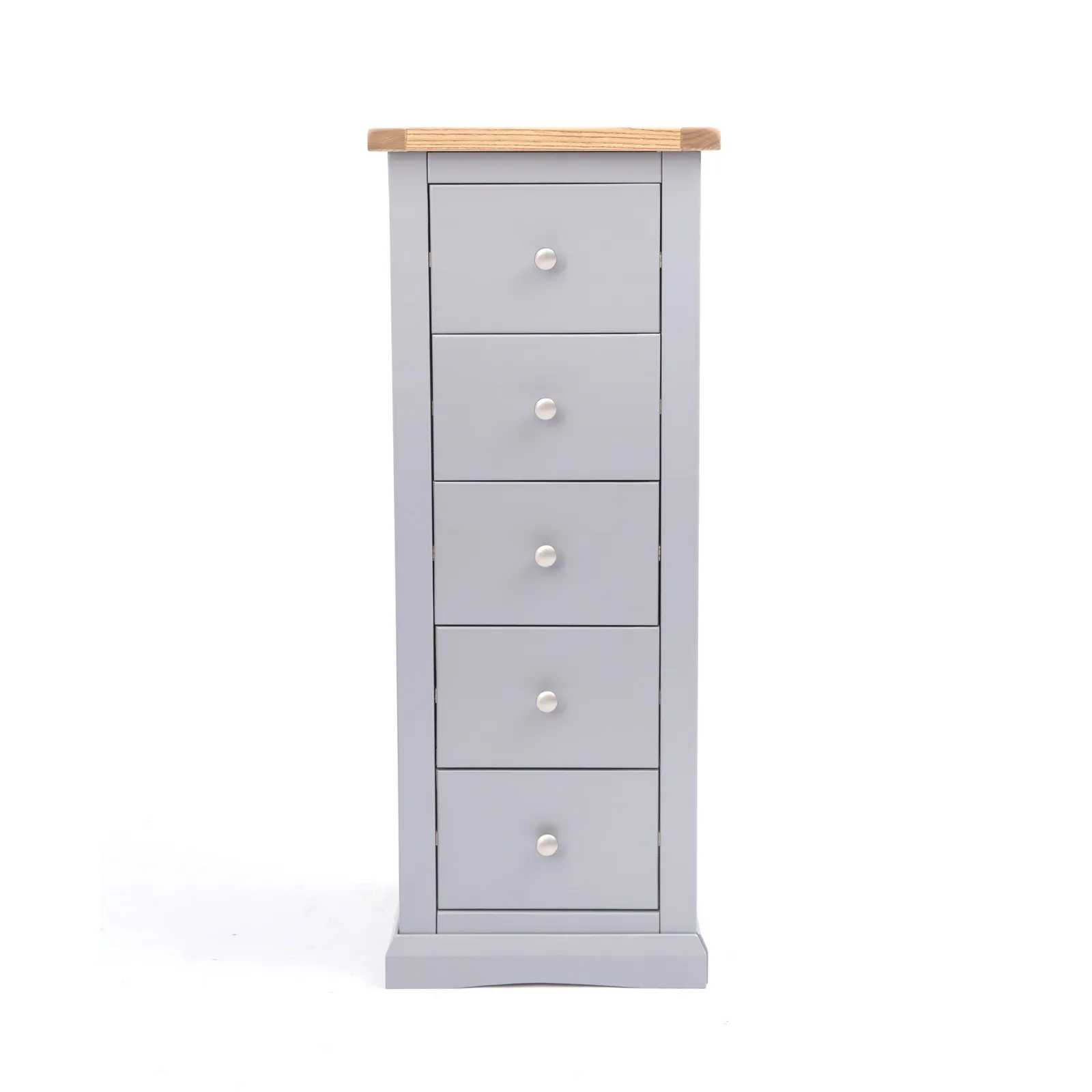 Cabinet Bits Rocca 5 Drawer Narrow Chest of Drawers Chrome Knob in Grey