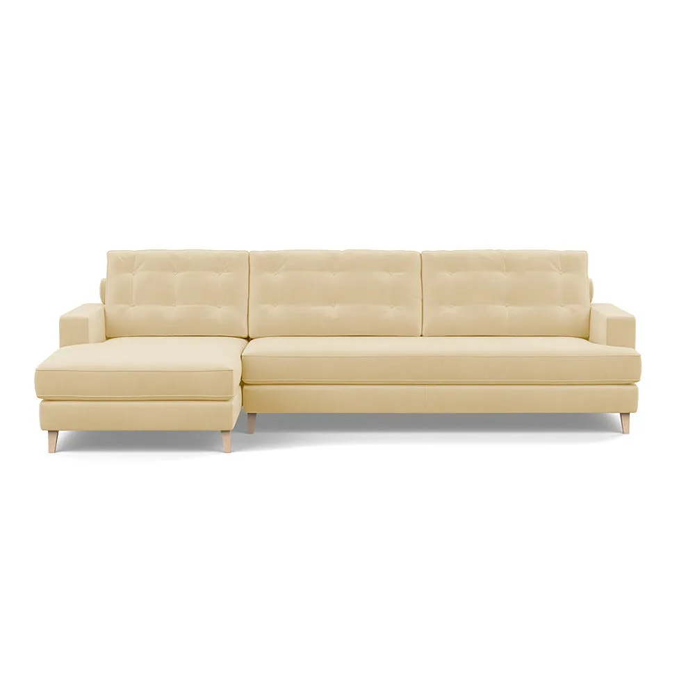 Heal's Mistral Left Hand Facing Corner Sofa Smart Luxe Velvet Biscuit Natural Feet 1