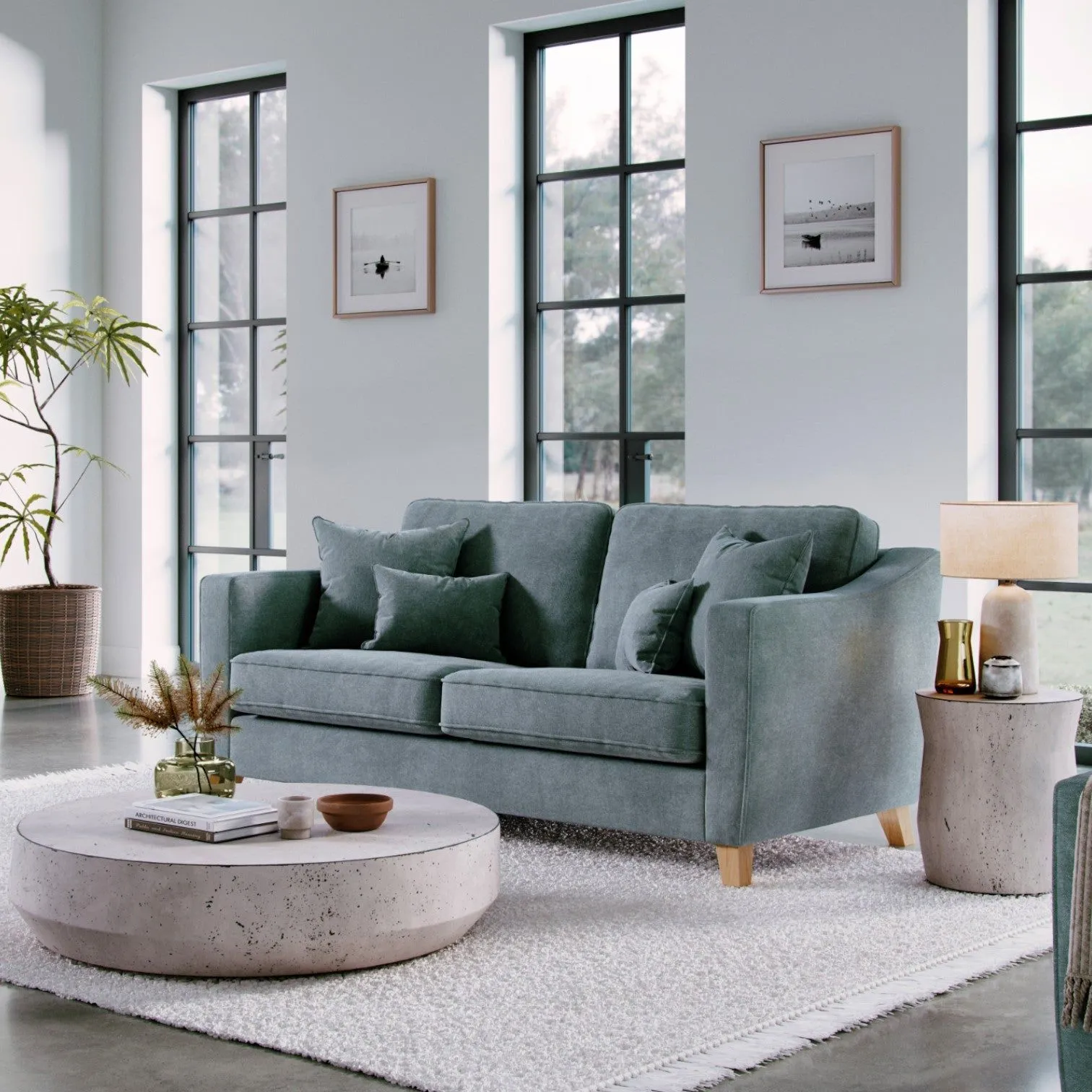 The Great Sofa Company Jackson 3 Seater Chenille Sofa in Blue 1