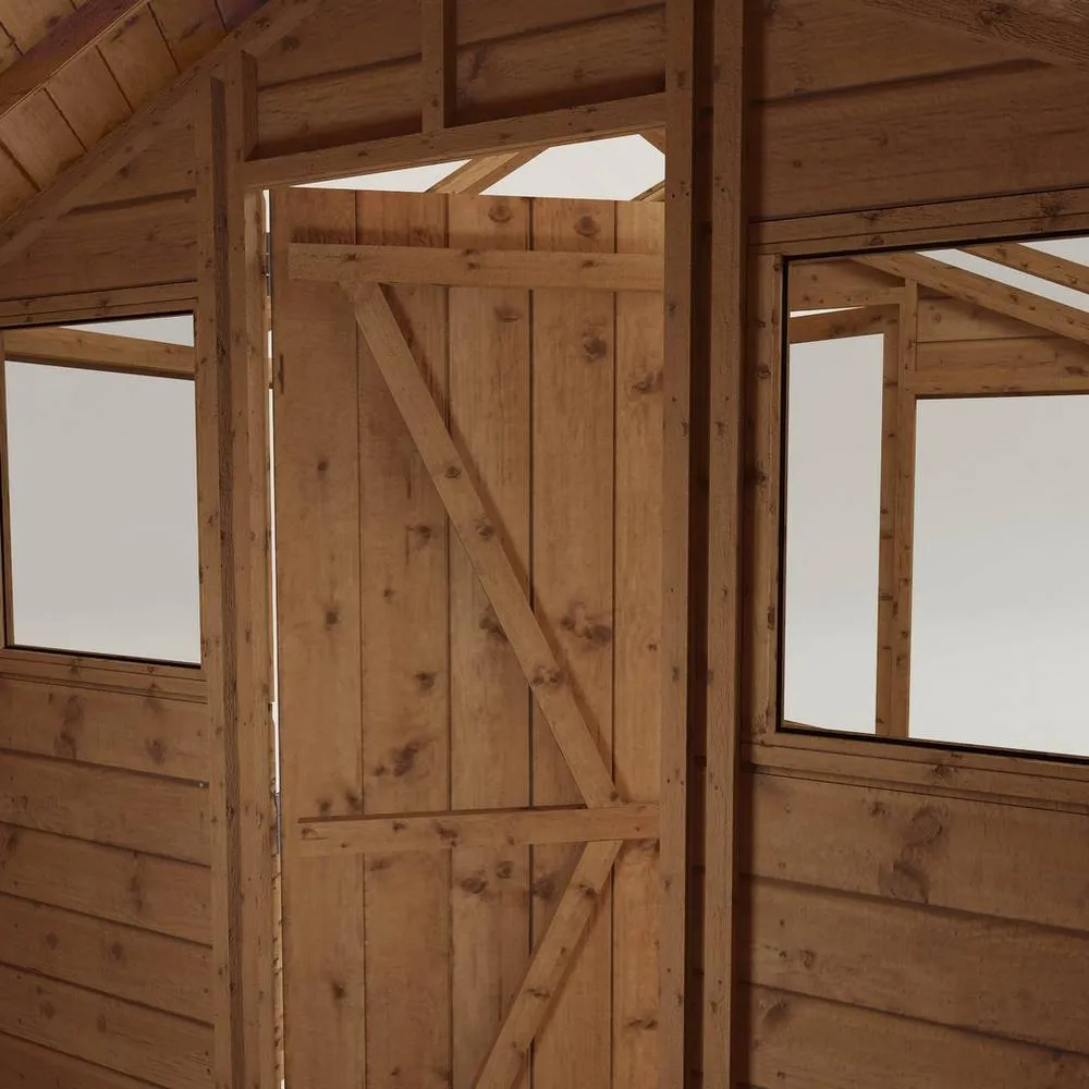 Mercia Traditional Apex Greenhouse/Shed Combo - L304.1 x W201 x H205.9 cm in Brown 4