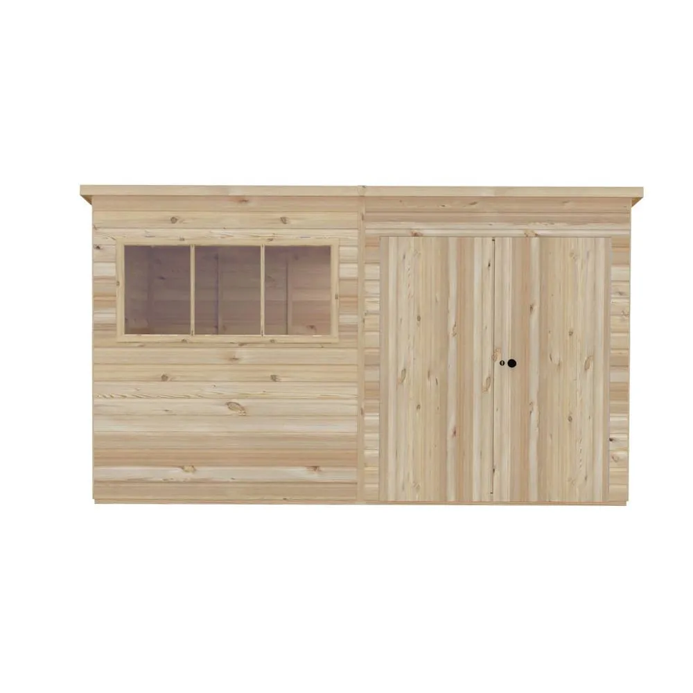 Shires Ranger 12 x 6 Feet Double Door Shed - L179 x W359 x H213.9 cm in Light Brown