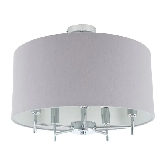 Plaza Silver Semi Flush Ceiling Light 3