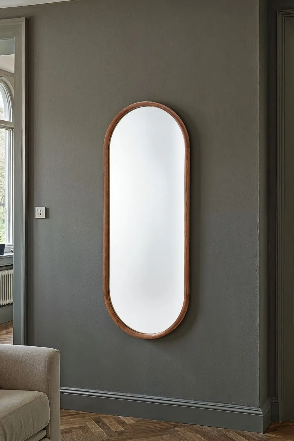 Yearn Mirrors Quebec Walnut Full Length Oval Mirror