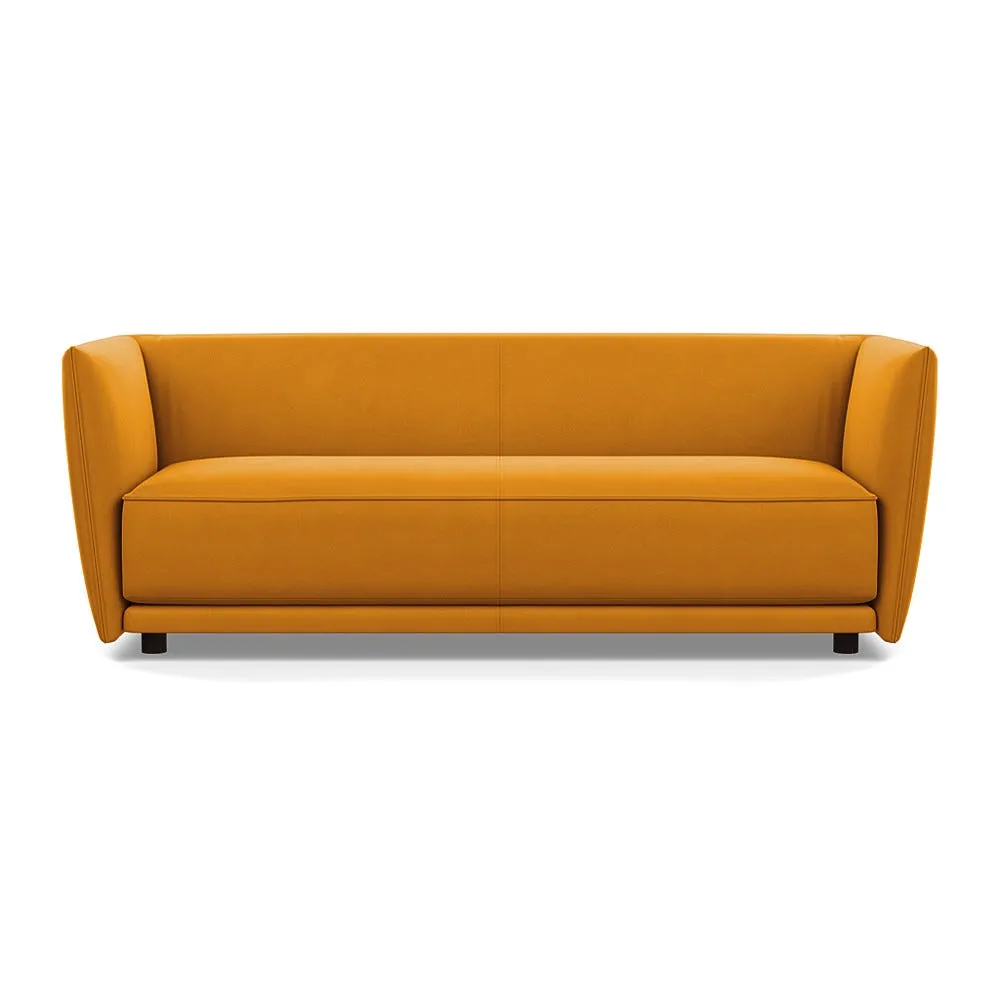 Heal's Valley 3 Seater Sofa Nobilis Velvet Mustard Walnut Stain Feet