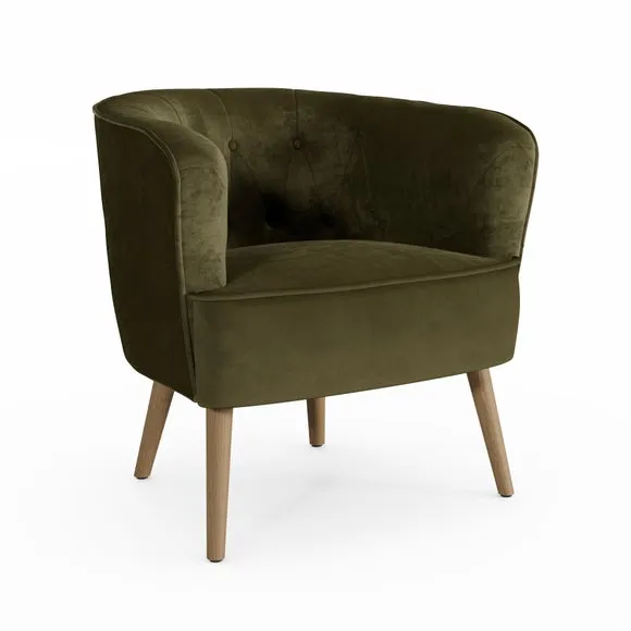 Cindi Button Back Velvet Tub Chair 6
