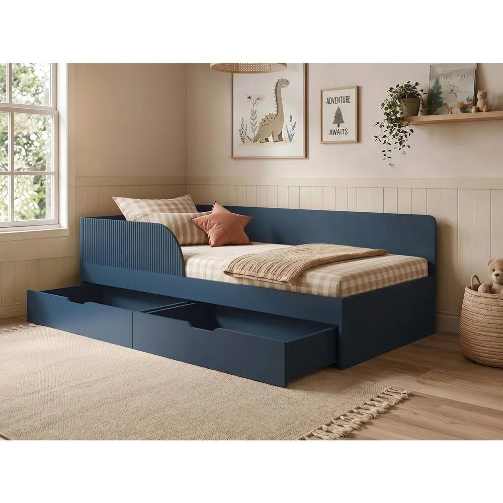 Flair Aris Single Montessori Bed with Storage Drawers in Navy 3