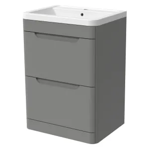 Wickes Malmo Dust Grey Freestanding J Pull Vanity Unit & Basin - 600mm