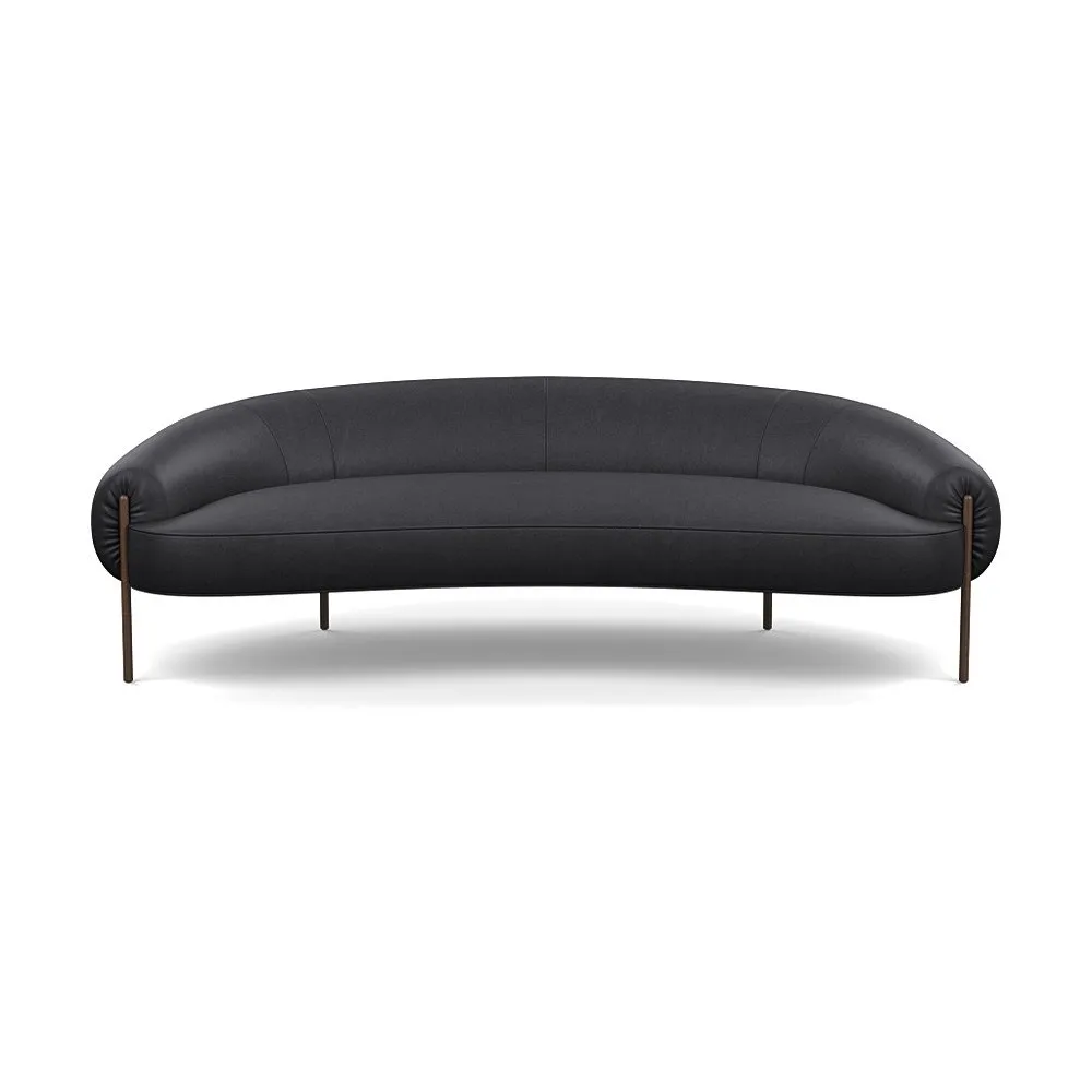 Heal's Isola 3 Seater Linea Leather Black 622 Bronze Feet 1