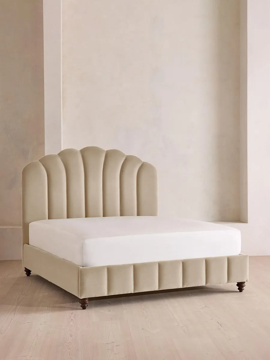Manette Bed, with Twisted Cord, King, Velvet, Oyster