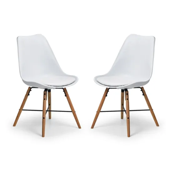 Kari Dining Chair With White Seat And Oak Legs In Pair