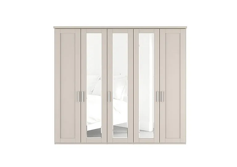 Kempton 5 Door Hinged Wardrobe with Mirrors - Champagne