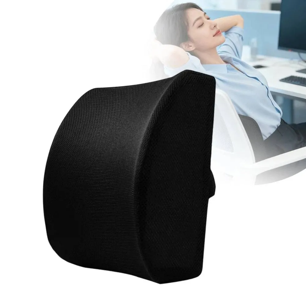 Havendro Lumbar Back Support Cushion Home/Office Memory Foam in Black
