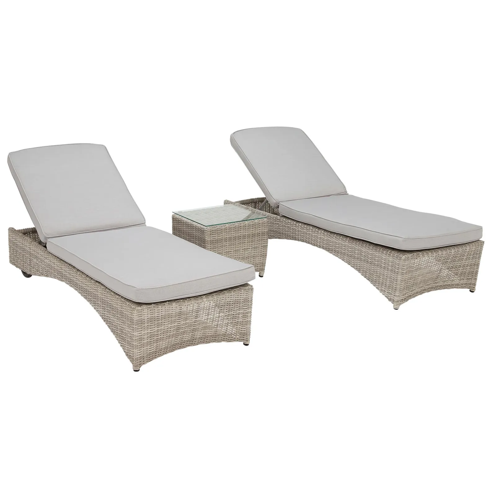 Hathaway Garden Sun Lounger Set in Light Grey Weave and Grey Fabric