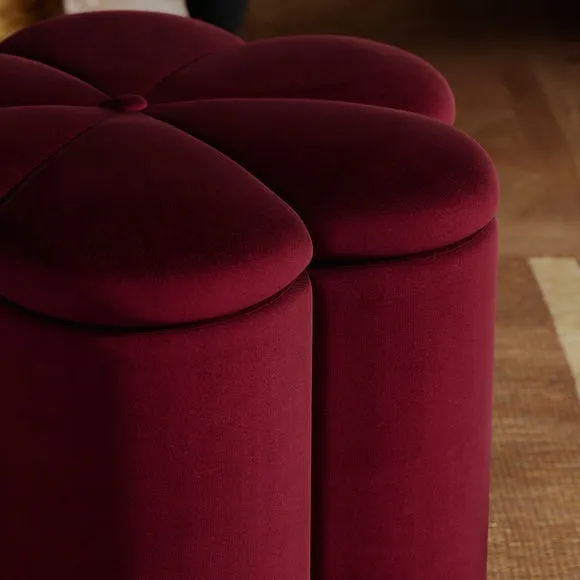 Flower Velvet Storage Footstool 4