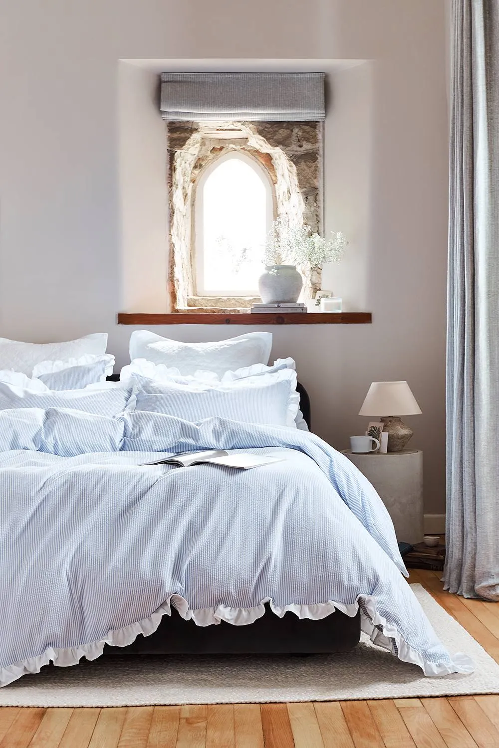 CHRISTY Seersucker Cotton Stripe Relaxed Duvet Cover Sets in Blue 3