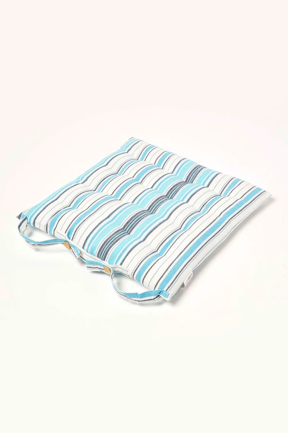 Homescapes Seat Pad Luxury Cotton Blue Striped Indoor Outdoor Garden Cushion, 40cm 3