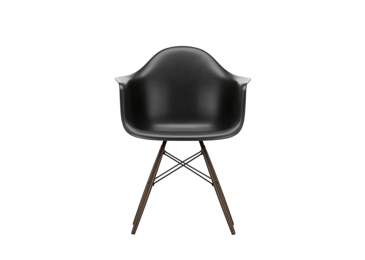 Vitra Eames DAW Armchair New Height Deep Black Dark Maple Base