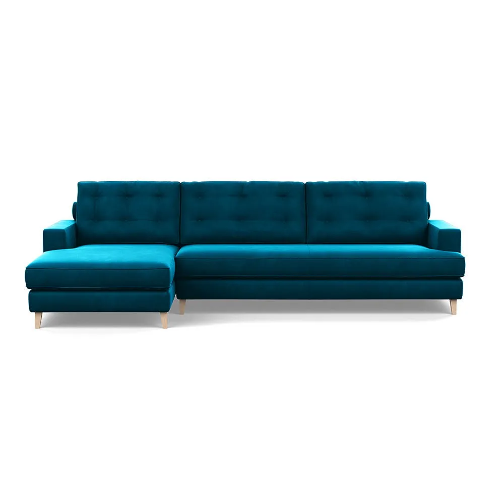 Heal's Mistral Left Hand Corner Sofa Velvet Teal Natural Feet 1
