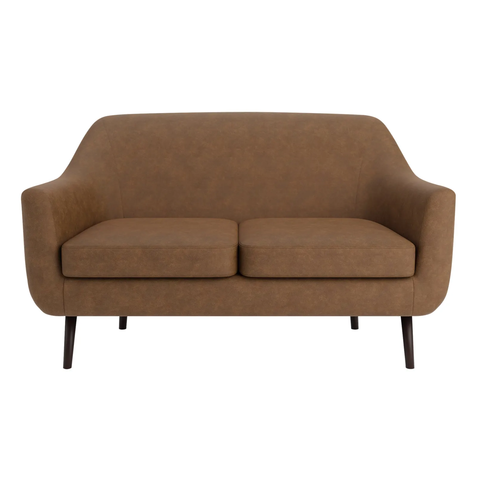 Eddie Distressed Faux Leather 2 Seater Compact Tub Sofa Brown
